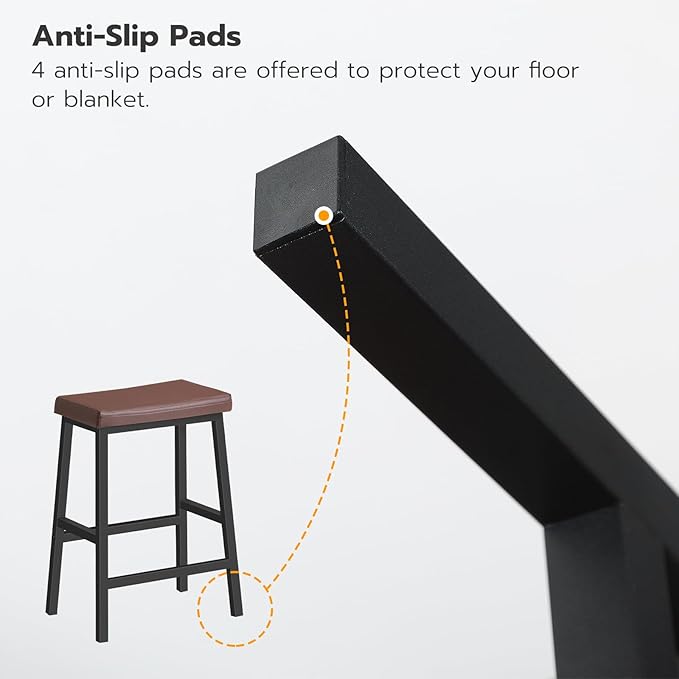 HOOBRO Bar Stools, PU Leather Upholstered Breakfast Stools, Easy Assembly - Image 9