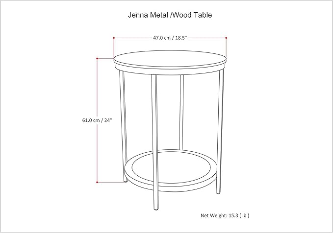 SIMPLIHOME Jenna Industrial 18 inch Wide Metal Round Accent Side Table in Warm - Image 3
