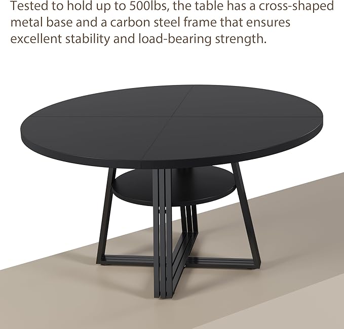 GarveeHome Round Dining Table for 4-6, 47.2" Farmhouse Kitchen Table - Image 7