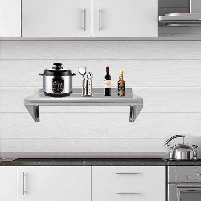 12''x24'' Wall Mounted Stainless Steel Shelf NSF Commercial Metal Wall Mount - Image 2