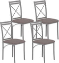 VECELO Metal Dining Chairs Set of 4, Steel Legs and PU Leather Cushion Seats by VECELO