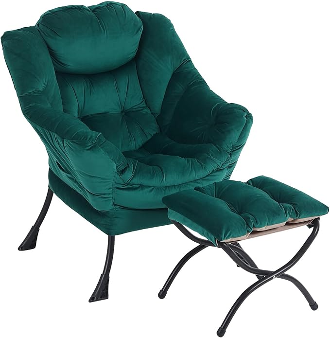 Oversized Chair with Ottoman, Modern Chair with Folding Footrest, Lounge Accent by Furlide