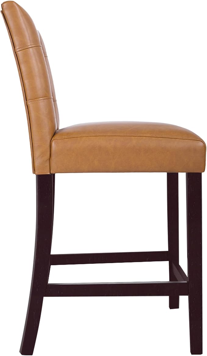 HomePop 24" Upholstered Button Tufted Leatherette Counter Height Barstool Chairs - Image 5
