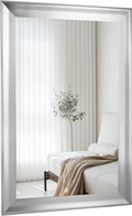 CULER Silver Wood Wall Mirror for Bathroom, Rectangle Rustic 24 x 36 inch by Culer