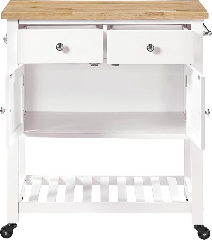 OSP Home Furnishings Stirling Farmhouse Kitchen Cart, Rolling Storage Cabinet - Image 7
