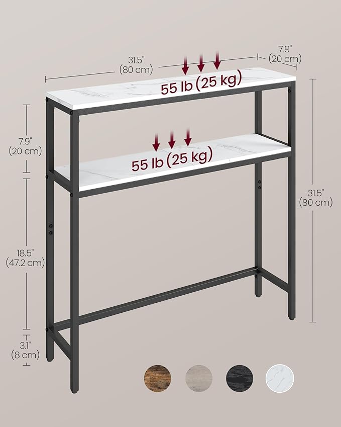 VASAGLE Console Table, 2-Tier Narrow Sofa Table - Image 3