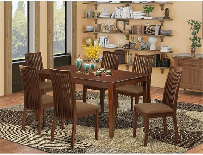 East West Furniture CAIP7-MAH-C 7 Piece Dining Table Set Consist of a Rectangle - Image 2