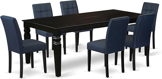 East West Furniture LGAS7-BLK-09 7 Piece Dining Table Set Consists A Wooden by EastWestFurniture