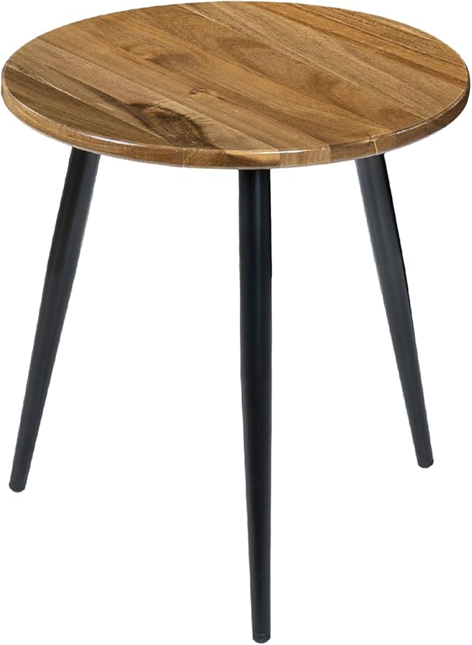 MyGift 20.5 Inch Mid Century Round End Table, Premium Acacia Solid Wood Accent by MyGiftHome