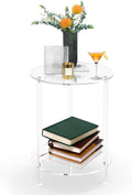 Clear Acrylic Round Side Table for Small Spaces, Acrylic Clear by CHONOVO