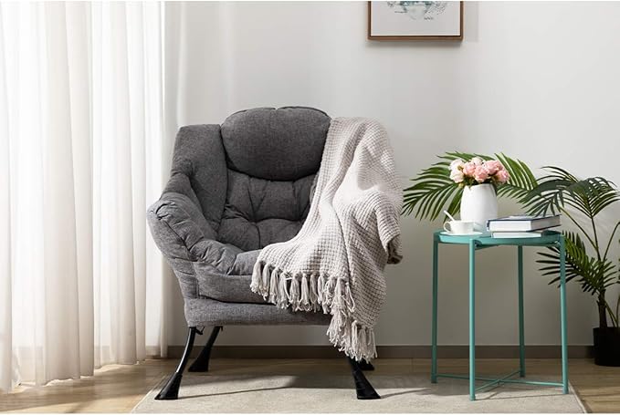 HollyHOME Modern Fabric Large Lazy Chair, Accent Oversized Comfy Reading Chair - Image 2