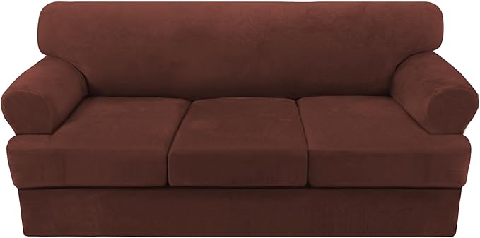H.VERSAILTEX Sofa Cover 4 Piece T Cushion Sofa Slipcovers Thick Velvet Couch by HVERSAILTEX