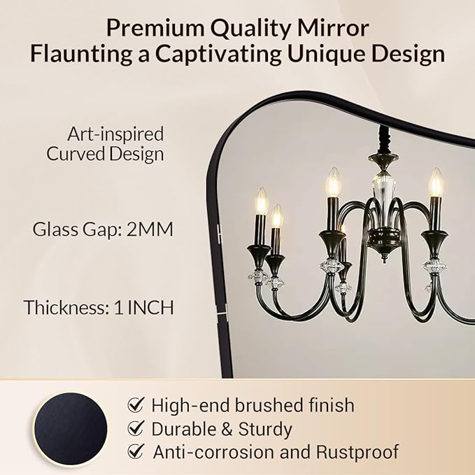 Black Bathroom Mirror, 22x30 Irregular Shaped Mirror - Image 3