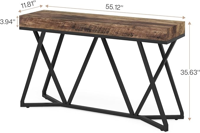 Tribesigns 55 Inch Console Table, Farmhouse Sofa Table Wood Entryway Table - Image 2
