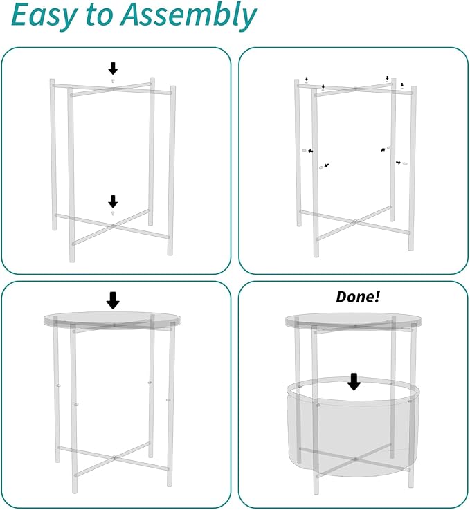 2 Tier Modern Side Table, Round End Table Living Room - Image 7