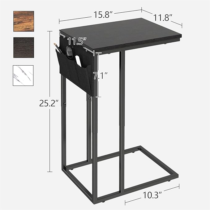 C Shaped End Table Set of 2, Side Table - Image 3