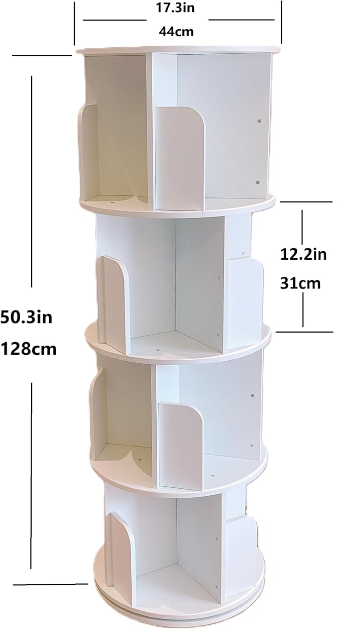 Heehee Rotating Bookshelf 360 Display Floor Standing Bookcase Storage Rack - Image 2