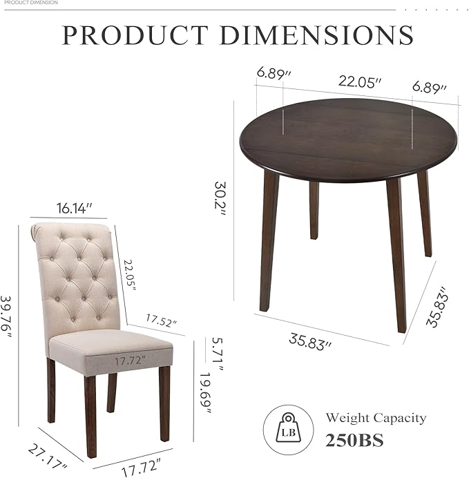 COLAMY 3-Piece Extendable Dining Table Set - Image 2