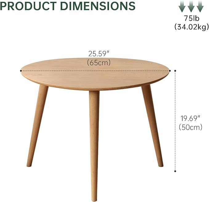 Small Oval Coffee Table, 25.6" Mid Century Modern End Table - Image 2
