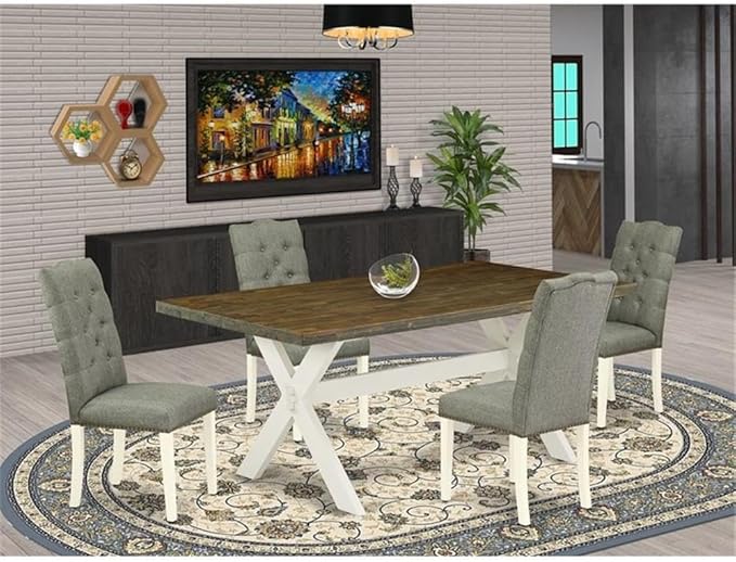 East West Furniture X077EL207-5 5 Piece Dining Table Set - Image 2