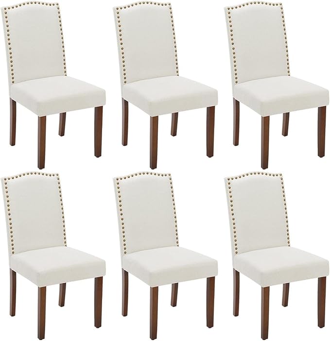 Kitchen Chairs Set of 6 Modern Upholstered Fabric Seat by Unknown
