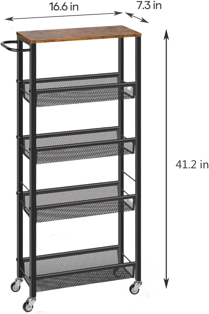 MOOACE Slim Storage Cart, 5 Tier Kitchen Rolling Carts - Image 4