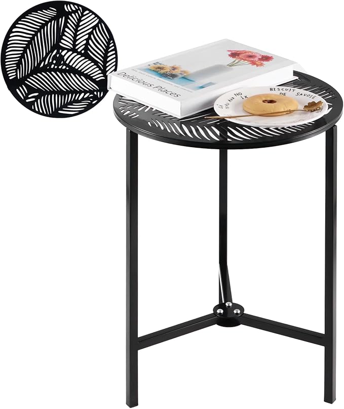 1 Packs 13" Metal Outdoor Side Tables Small Black Outside End Table - Image 9