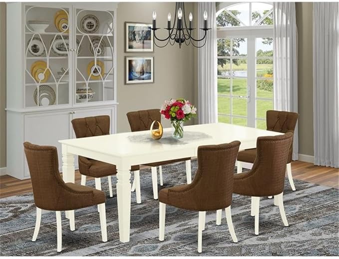 East West Furniture LGFR7-LWH-18 7 Piece Kitchen Table Set Consist of a - Image 2