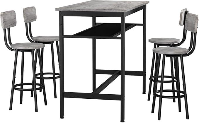 5-Piece Bar Table and Chairs Set, 43.3'' Pub Table Set Modern Small Table and - Image 7