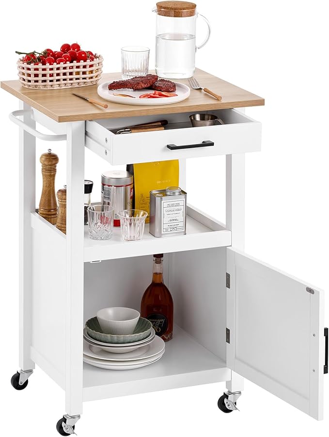 VEVOR Kitchen Island Cart with Single Door Cabinet, Mobile Carts with Drawer - Image 9