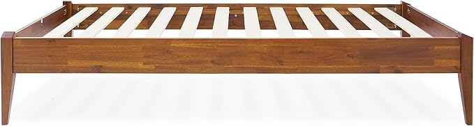 Bme Dinkee Twin Bed Frames without Headboard, Acacia Wood 15 Inch Platform Bed - Image 4