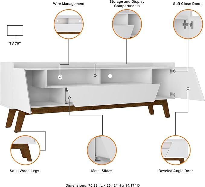 Manhattan Comfort Marcus Mid Century Modern 70 Inch TV Stand - Image 4
