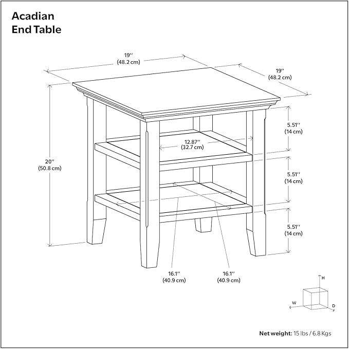 SIMPLIHOME Acadian SOLID WOOD 19 Inch Wide Square Transitional End Table in - Image 2