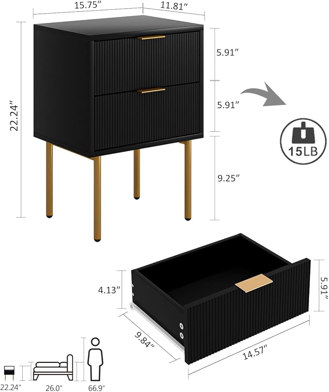 Masupu Nightstand, Mid-Century Modern Bedside Table - Image 2
