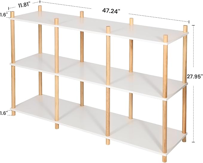 YGYQZ 3 Tier Short Book Shelf, Wood Shelves - Image 3