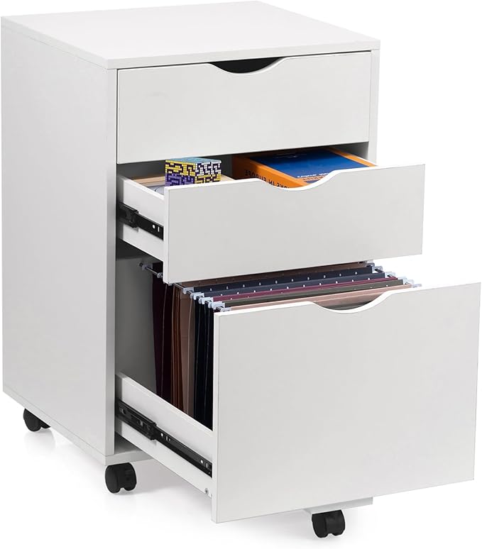 HollyHOME 3-Drawer Wood File Cabinet, Under Desk Cabinet by HollyHOME