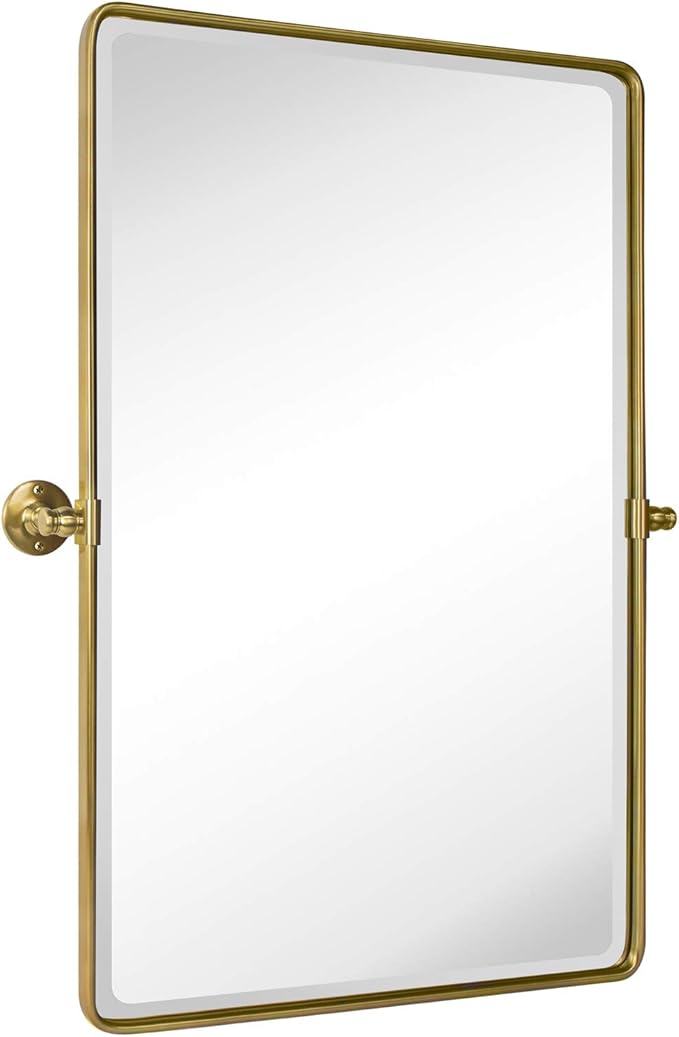 TEHOME 27 x 35'' Gold Pivot Mirror Brushed Champagne Gold Tilt Rectangle by TEHOME
