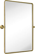 TEHOME 27 x 35'' Gold Pivot Mirror Brushed Champagne Gold Tilt Rectangle by TEHOME