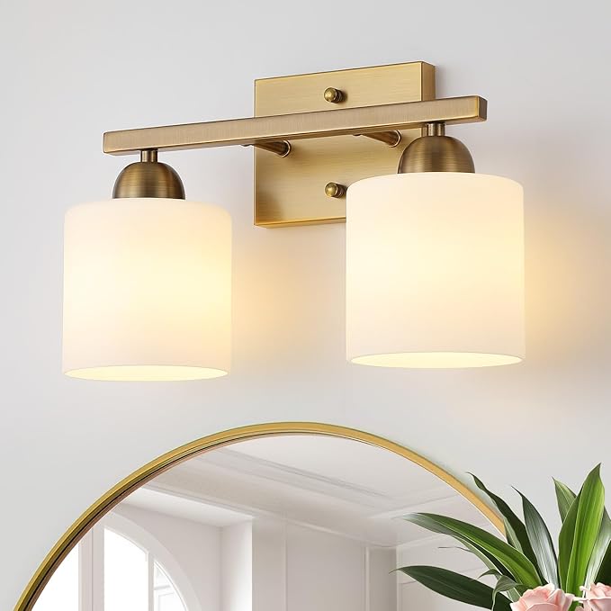 Stainless Steel Milk Glass Vanity Lights by MecgirnLighting