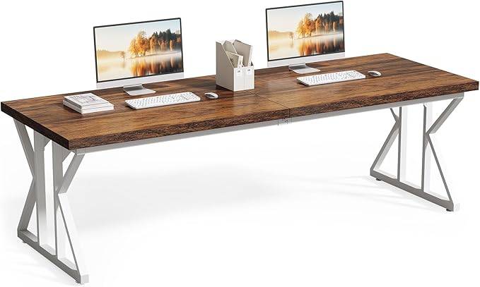LITTLE TREE 78.7 Inch Large Executive Desk, Modern Computer Office Desk by LITTLETREE