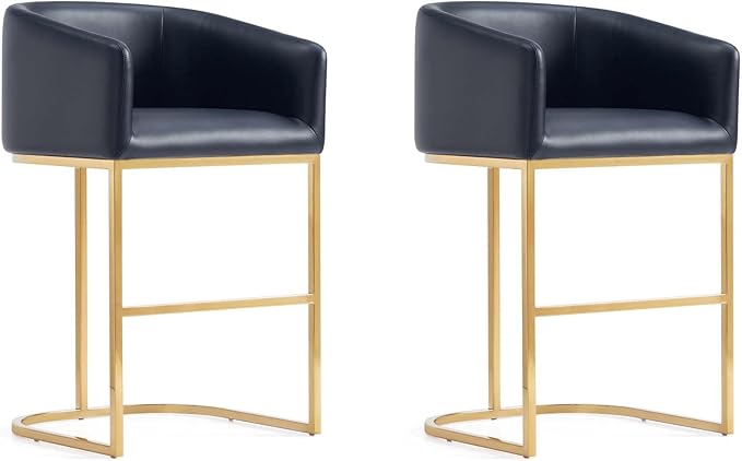 Manhattan Comfort Louvre 26 Inch Mid Century Modern Counter Height Bar Stools by ManhattanComfort