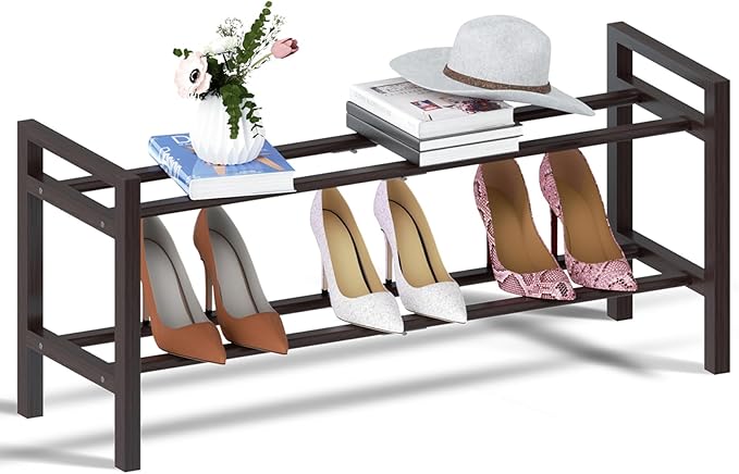 Haddockway Bamboo Shoe Rack for Closet, Free Standing Shoe Organizer by Haddockway