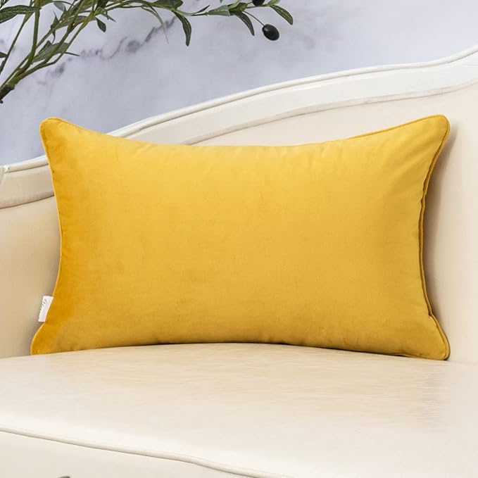 Yangest Yellow Throw Pillow Cover Wavy Cushion Cover Modern Zippered - Image 2