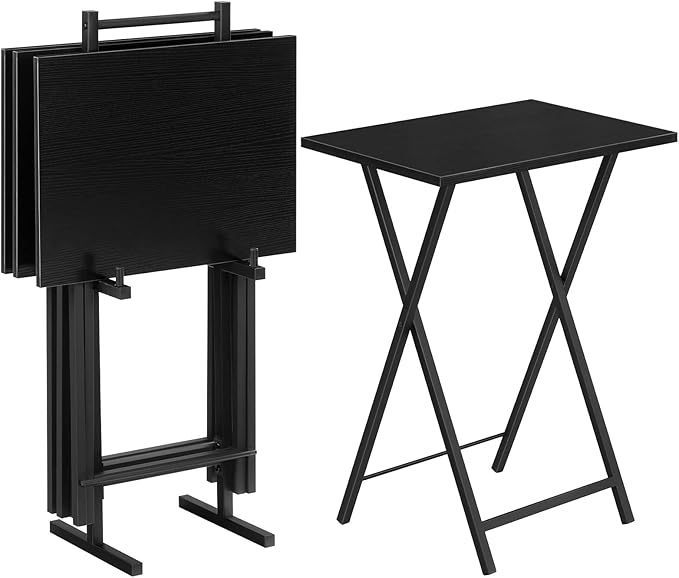 HOOBRO Folding TV Tray Tables, Industrial Side Table by HOOBRO