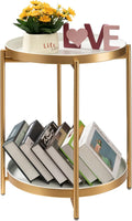 TeoKJ 2 Tier Gold Side Table, Folding Round Metal End Table Small Nightstand by TeoKJ