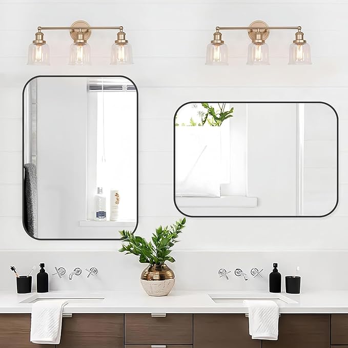 Black Bathroom Mirror, 20x30 Inch Matte Black Mirror, Aluminum Alloy Framed - Image 7