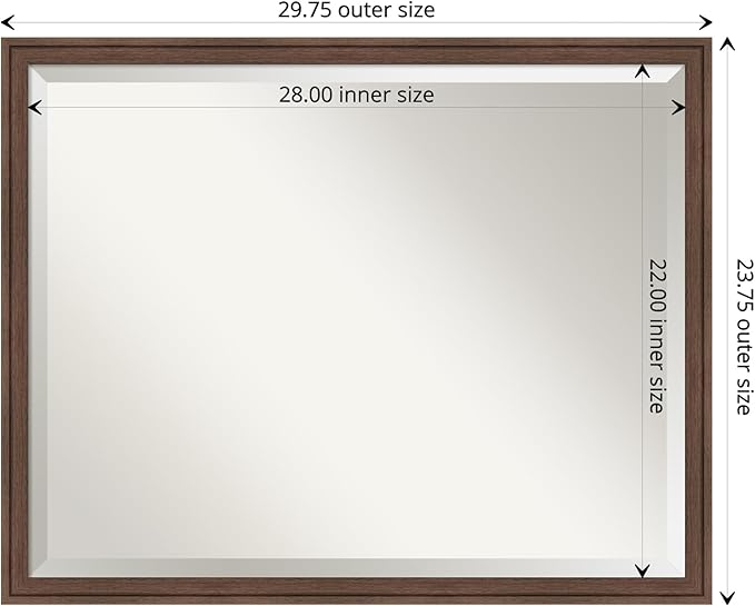 Amanti Art Brown Wall Mirror 24x30 Florence Medium Brown Rectangle Bathroom - Image 4