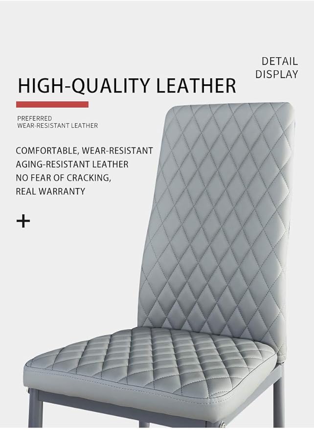 JT Modern Minimalist Dining Chair Fireproof Leather Sprayed Metal Pipe Diamond - Image 5