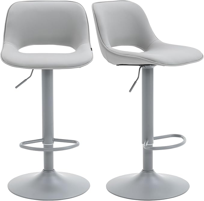 YOUNIKE Bar Stools Set of 2 All Grey Swivel Barstools, Adjustable Counter - Image 9