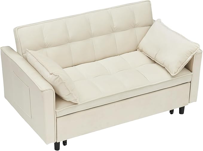 Ball & Cast Convertible Sofa Bed, Loveseat Sleeper Sofa W/Pull-Out Bed&2 Pillows - Image 8